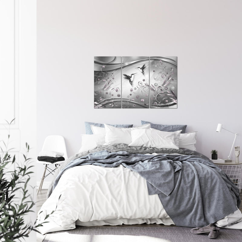 Runa Art Wandbilder Vintage Vogel Bild XXL Wohnzimmer Schlafzimmer Schwarz Weiss Abstrakt 120 x 80 cm 3 Teilig 038331c