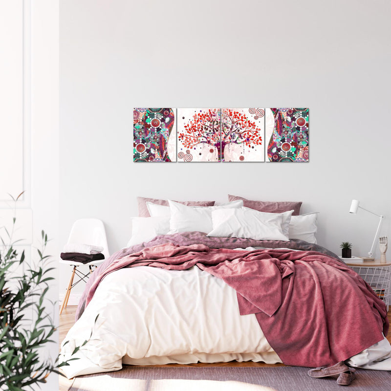 Runa Art Bilder Set 4 Teilig Gustav Klimt Baum des Lebens Wandbilder XXL Wohnzimmer 160 x 50 cm Rosa Modern 004646c