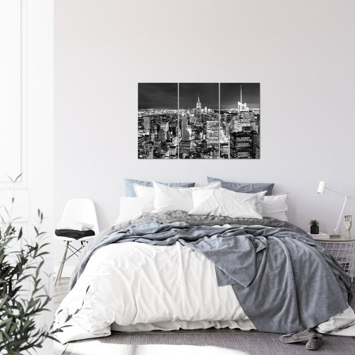Runa Art Wandbilder New York Skyline Bild XXL Wohnzimmer Büro Schwarz Weiss Amerika NY 120 x 80 cm 3 Teilig 036231c