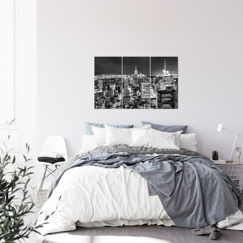 Runa Art Wandbilder New York Skyline Bild XXL Wohnzimmer Büro Schwarz Weiss Amerika NY 120 x 80 cm 3 Teilig 036231c
