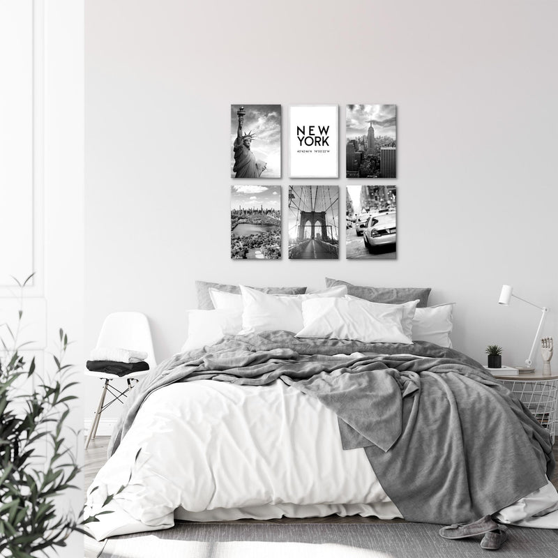 Novart Wandbilder Set New York City - KOMPLETT AUFHÄNGFERTIG - Made in Germany - Moderne Bilder  Wohnzimmer Büro - N013164a