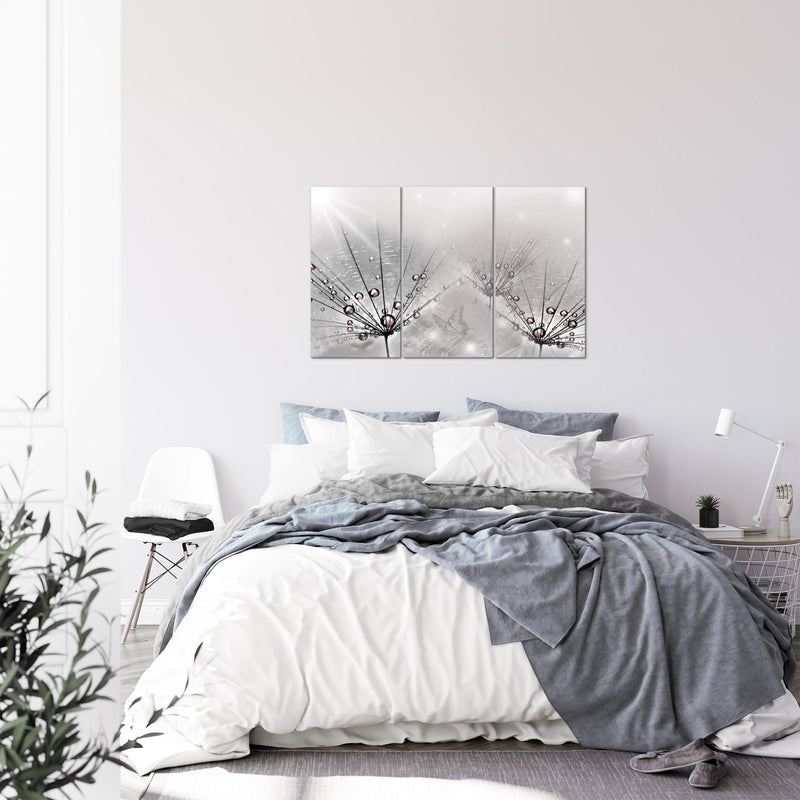 Runa Art Wandbilder Pusteblume Bild XXL Wohnzimmer Schlafzimmer Grau Natur 120 x 80 cm 3 Teilig 016931c