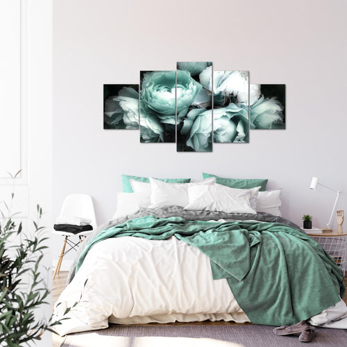 Runa Art - Bilder Blumen Rosen 200 x 100 cm 5 Teilig XXL Wanddekoration Design Schwarz Bunt 039151b