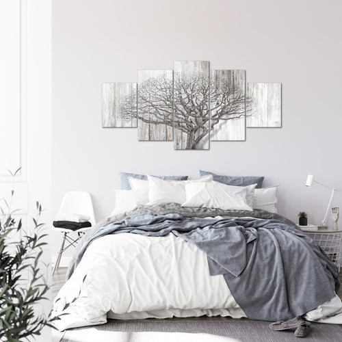 Runa Art - Bilder Baum Abstrakt 200 x 100 cm 5 Teilig XXL Wanddekoration Design Türkis Grau 039951c