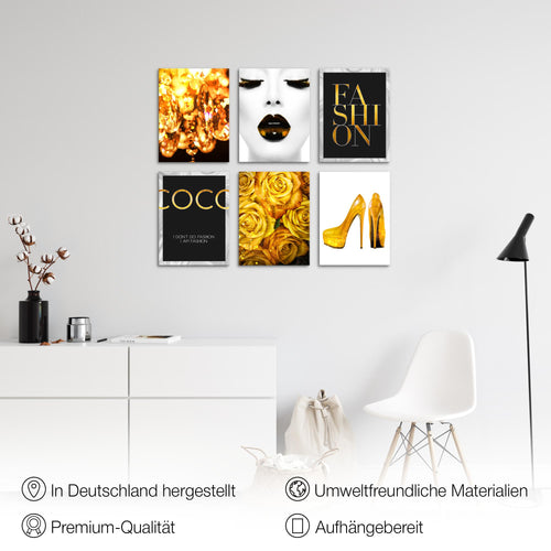 Novart Wandbilder - KEIN EXTRA RAHMEN BENÖTIGT - Wohnzimmer Mädchen Teenager - Bilder Modern Fashion Coco - Schwarz Weiss - N002265b