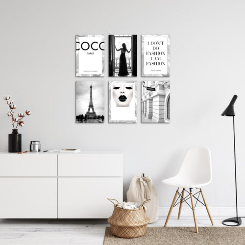 Novart Wandbilder Set Paris Fashion - KOMPLETT AUFHÄNGFERTIG - Made in Germany - Moderne Bilder  Wohnzimmer Schlafzimmer - N015664a