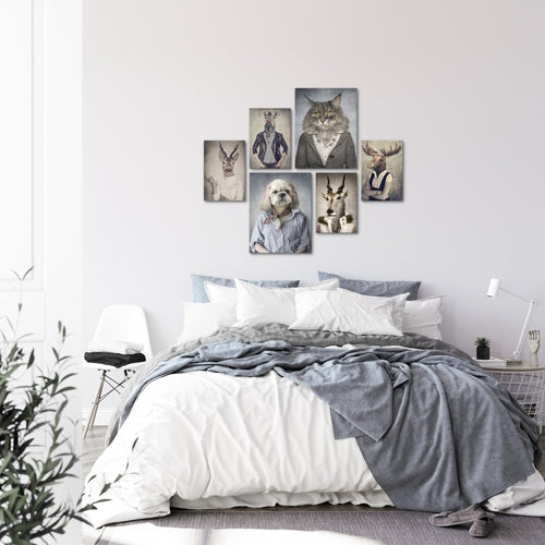 Novart Wandbilder Set Abstrakt Tiere - KEIN EXTRA RAHMEN BENÖTIGT -  Modern Deko  - Wohnzimmer Schlafzimmer N019263a