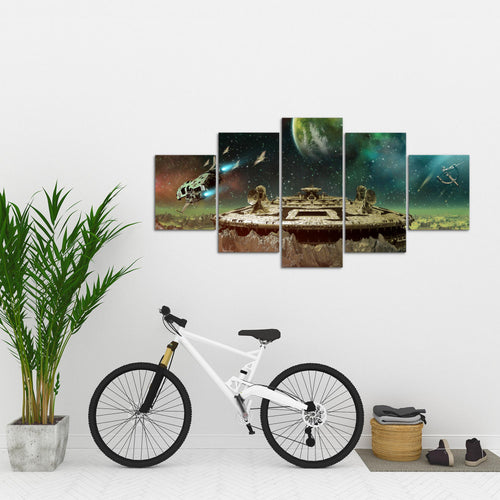 Runa Art - Bilder Kinderzimmer 200 x 100 cm 5 Teilig XXL Wanddekoration Design Türkis Beige 611551a