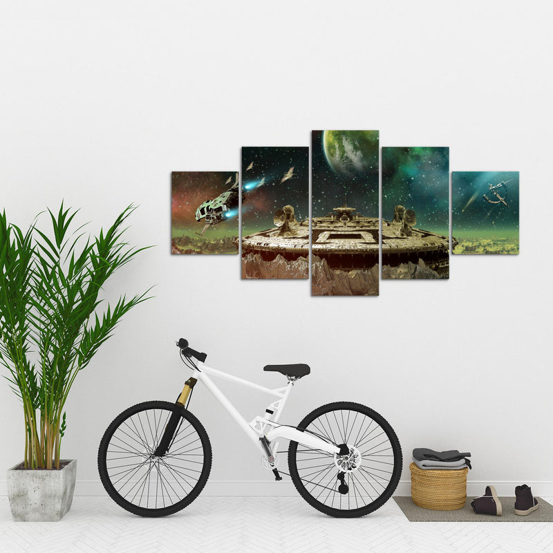 Runa Art - Bilder Kinderzimmer 200 x 100 cm 5 Teilig XXL Wanddekoration Design Türkis Beige 611551a