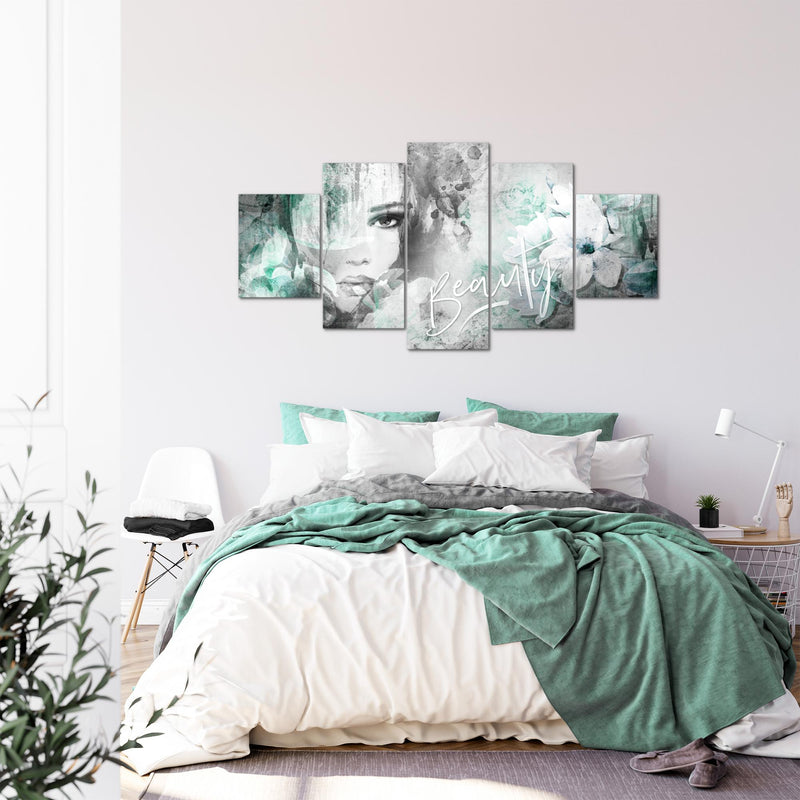Runa Art - Bilder Blumen Vintage 200 x 100 cm 5 Teilig XXL Wanddekoration Design Bunt 039351b