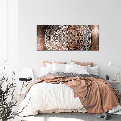 Runa Art Wandbild XXL Mandala Abstrakt Wohnzimmer Schlafzimmer 200 x 80 cm Beige Braun 5 Teilig - Made in Germany - 040155c