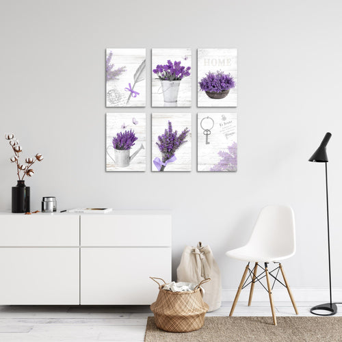 Novart Wandbilder Set Home Provence - KOMPLETT AUFHÄNGFERTIG - Made in Germany - Moderne Bilder  Wohnzimmer Schlafzimmer - N002964a