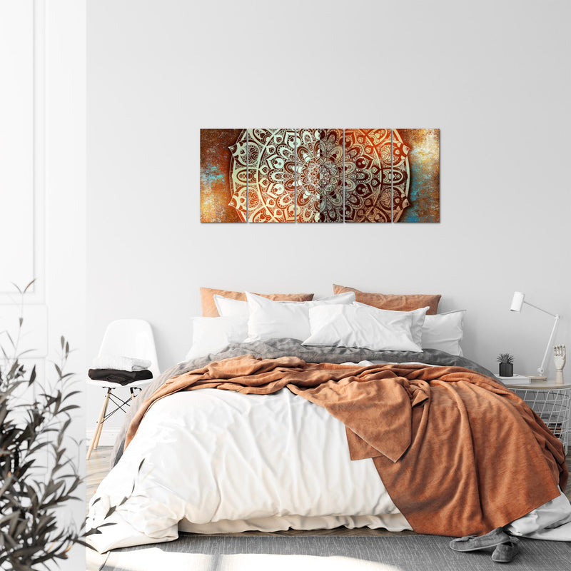 Runa Art Bild Mandala Abstrakt Wandbilder auf Vlies Leinwand 5 Teilig Wanddekoration Wohnzimmer Schlafzimmer 040156a