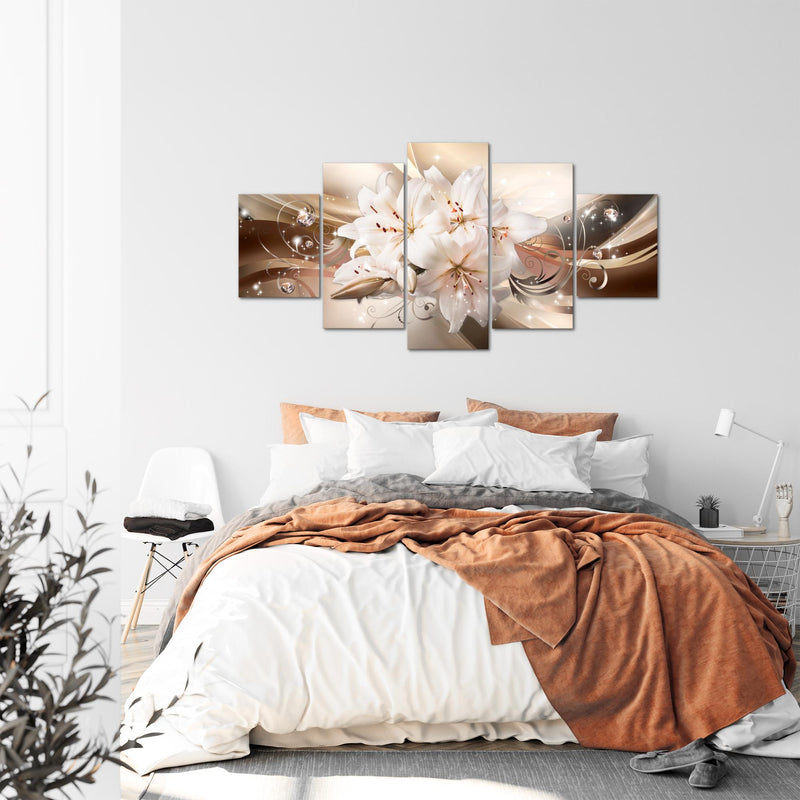 Runa Art - Bilder Blumen Pflanzen 200 x 100 cm 5 Teilig XXL Wanddekoration Design Natur Beige 020151a