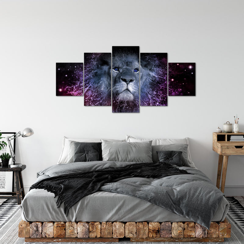 Runa Art - Bilder Sternzeichen Löwe 200 x 100 cm 5 Teilig XXL Wanddekoration Design Lila 040751c