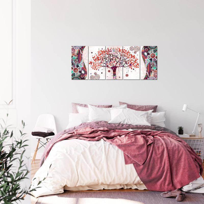 Runa Art Bild Gustav Klimt - Baum des Lebens Wandbilder auf Vlies Leinwand 5 Teilig Wanddekoration Wohnzimmer 004656c