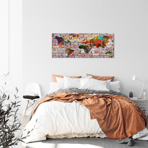 Runa Art Bild Weltkarte Wandbilder auf Vlies Leinwand 5 Teilig Wanddekoration Büro Wohnzimmer 106956c