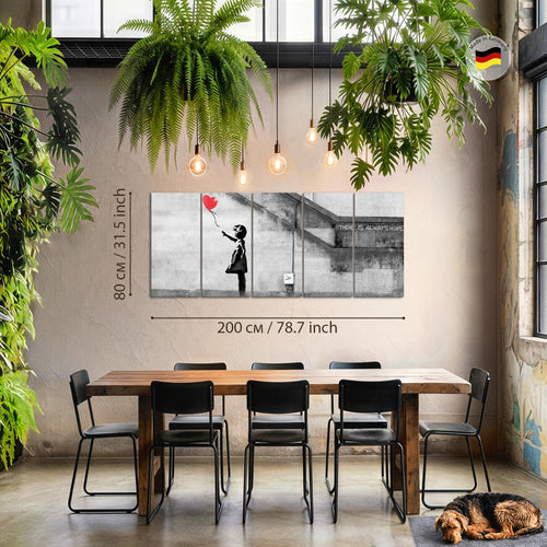 Runa Art Wandbilder XXL Street Art Wohnzimmer Schlafzimmer Büro 200 x 80 cm Ballon 5 Teilig - Made in Germany - 301655a