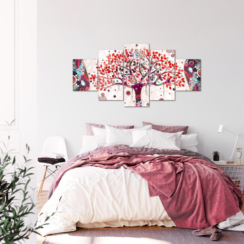 Runa Art - Bilder Gustav Klimt Baum des Lebens 200 x 100 cm 5 Teilig XXL Wanddekoration Design Rosa 004651c