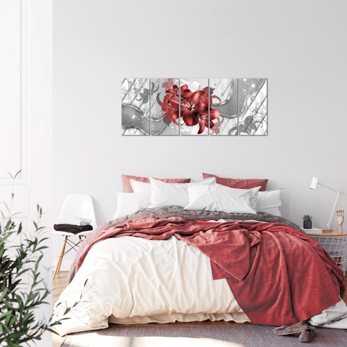 Runa Art Bild Blumen Lilien Wandbilder auf Vlies Leinwand 5 Teilig Wanddekoration Wohnzimmer Schlafzimmer 016556b