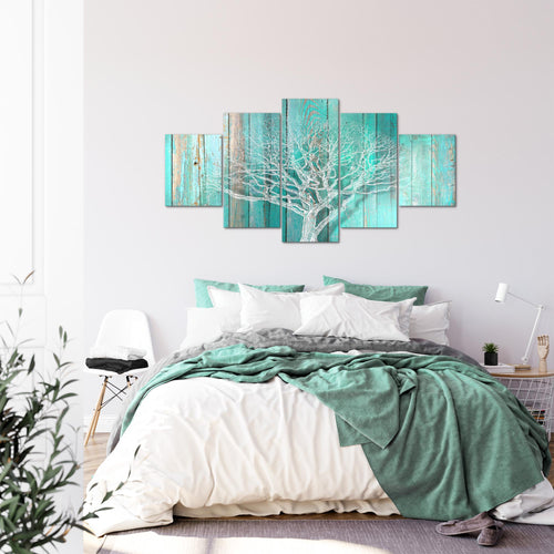 Runa Art Bild Wohnzimmer Baum Abstrakt 5 Teilig Holzmotiv Beige Braun Wandbilder auf Vlies Leinwand 039953a