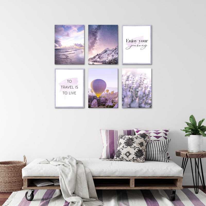 Novart Wandbilder - KEIN EXTRA RAHMEN BENÖTIGT - Wohnzimmer Schlafzimmer - Bilder Modern Natur Blumen - Violett Lila Rosa - N006465a