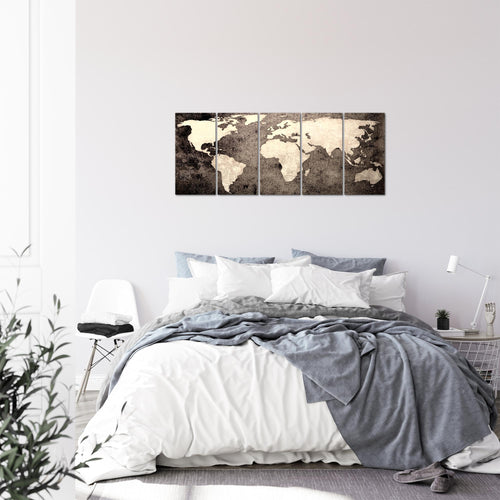 Runa Art Bild Weltkarte Wandbilder auf Vlies Leinwand 5 Teilig Wanddekoration Büro Wohnzimmer 101756c