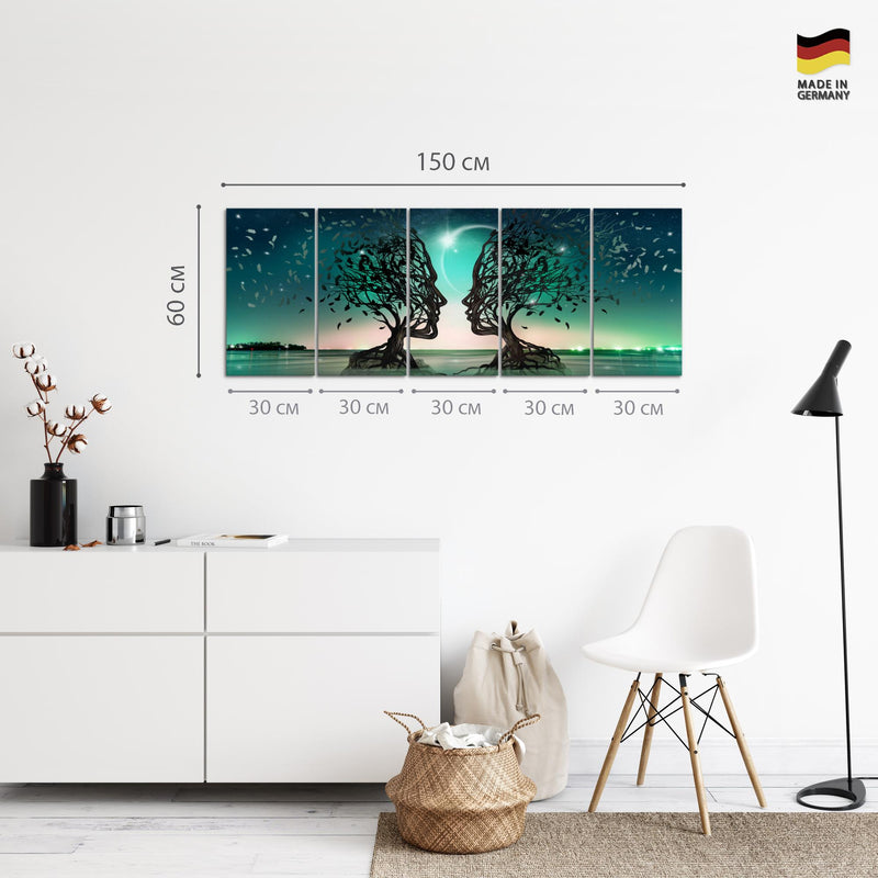 Runa Art Bild Liebespaar Wandbilder auf Vlies Leinwand 5 Teilig Wanddekoration Wohnzimmer Schlafzimmer 044856a