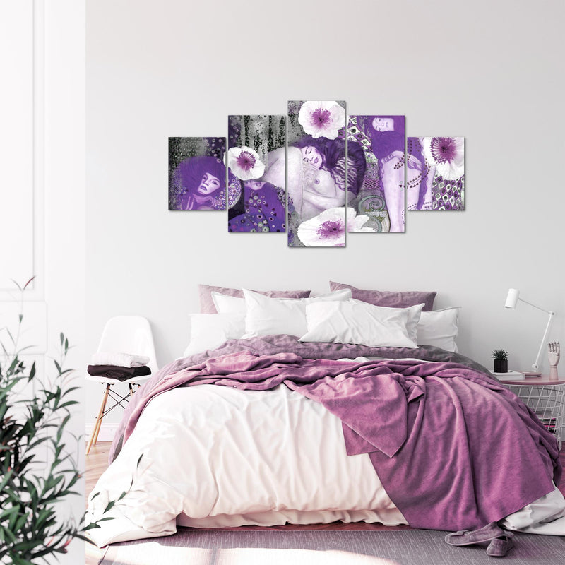 Runa Art - Bilder Collage Gustav Klimt 200 x 100 cm 5 Teilig XXL Wanddekoration Design Violett 018551c