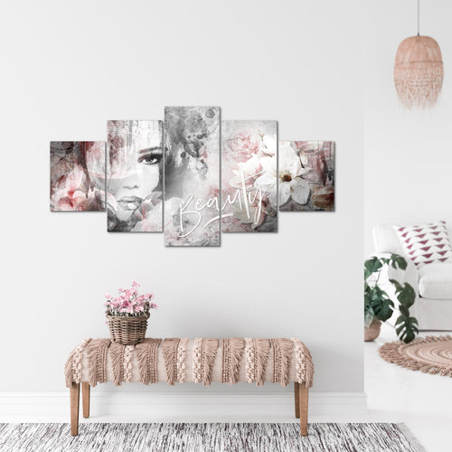 Runa Art - Bilder Blumen Vintage 200 x 100 cm 5 Teilig XXL Wanddekoration Design Bunt 039351a