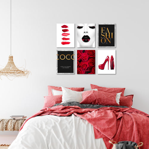 Novart Wandbilder - KEIN EXTRA RAHMEN BENÖTIGT - Wohnzimmer Mädchen Teenager - Bilder Modern Fashion Coco - Schwarz Weiss - N002265a