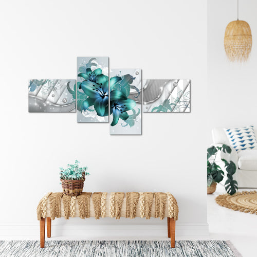 Runa Art Bild XXL 4 Teilig Blumen Lilien 200 x 100 cm Kunstdruck auf Vlies Leinwand Wanddeko Wohnzimmer Schlafzimmer 017341a