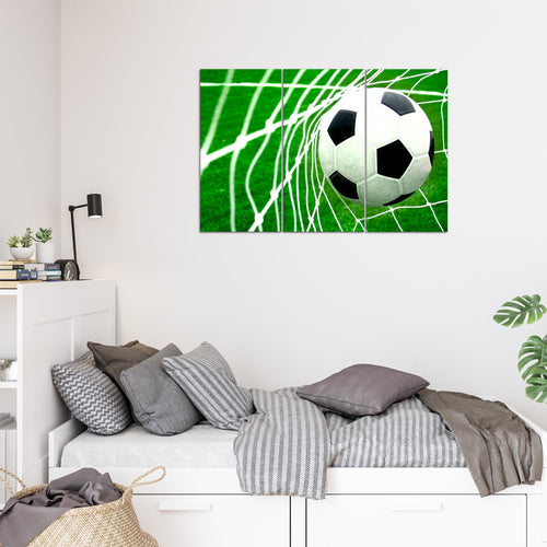 Runa Art Wandbilder Fussball Bild XXL Wohnzimmer Schlafzimmer Grün Sport 120 x 80 cm 3 Teilig 611431a