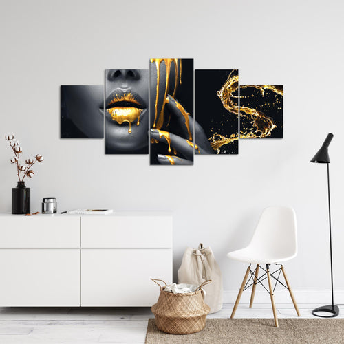 Runa Art - Bilder Abstrakt 200 x 100 cm 5 Teilig XXL Wanddekoration Design Minimalismus Grau 041551a