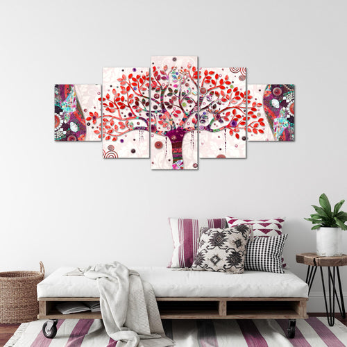 Runa Art - Bilder Gustav Klimt Baum des Lebens 200 x 100 cm 5 Teilig XXL Wanddekoration Design Rosa 004651c
