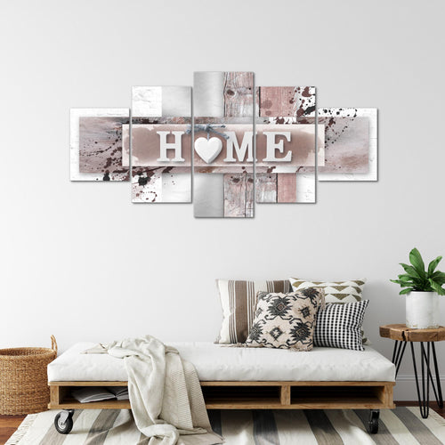 Runa Art - Bilder Love 200 x 100 cm 5 Teilig XXL Wanddekoration Design Zuhause Weiß 504551b