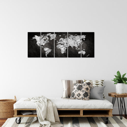 Runa Art Bild Weltkarte Wandbilder auf Vlies Leinwand 5 Teilig Wanddekoration Büro Wohnzimmer 002956a