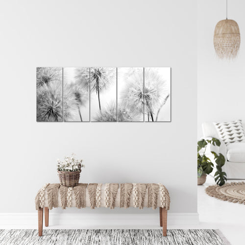 Runa Art Bild Blumen Pusteblumen Wandbilder auf Vlies Leinwand 5 Teilig Wanddekoration Wohnzimmer Schlafzimmer 042056c