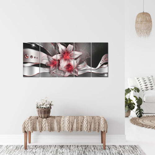 Runa Art Bild Blumen Lilien Wandbilder auf Vlies Leinwand 5 Teilig Wanddekoration Wohnzimmer Schlafzimmer 039656c