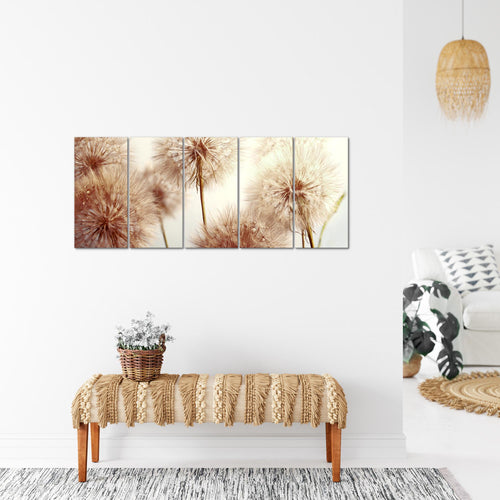 Runa Art Bild Blumen Pusteblumen Wandbilder auf Vlies Leinwand 5 Teilig Wanddekoration Wohnzimmer Schlafzimmer 042056b