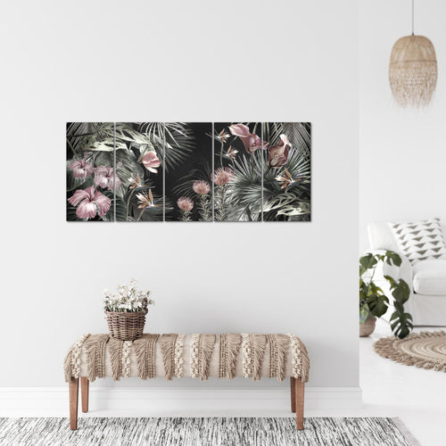 Runa Art Bild Blumen Wandbilder auf Vlies Leinwand 5 Teilig Wanddekoration Wohnzimmer Schlafzimmer 043356b