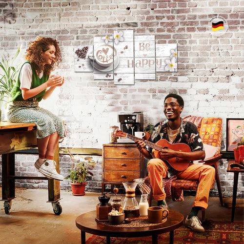 Runa Art Bild Wohnzimmer Schlafzimmer Büro Love 5 Teilig Kaffee Herzen Wandbilder auf Vlies Leinwand 020653c