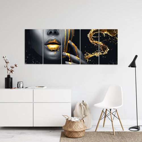 Runa Art Wandbilder XXL Abstrakt Wohnzimmer Schlafzimmer Büro 200 x 80 cm Minimalismus 5 Teilig - Made in Germany - 041555a