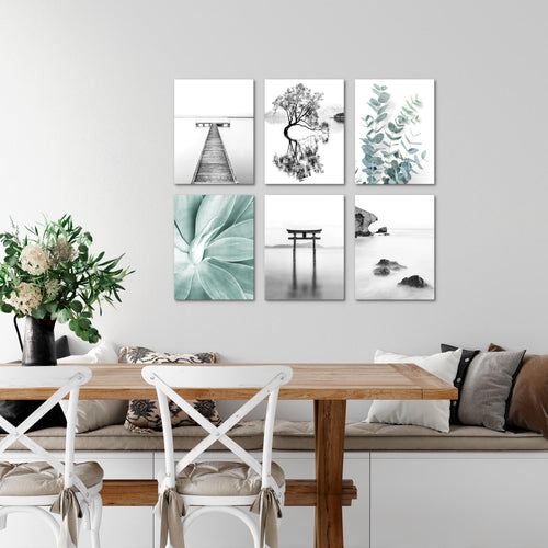Novart Wandbilder - KEIN EXTRA RAHMEN BENÖTIGT - Wohnzimmer Schlafzimmer - Bilder Modern Asien Zen See - Schwarz Weiss - N004465a