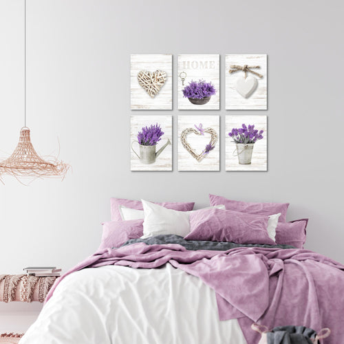 Novart Wandbilder - KEIN EXTRA RAHMEN BENÖTIGT - Wohnzimmer Schlafzimmer - Bilder Modern Home Provence - Lavendel Viollet - N003065a