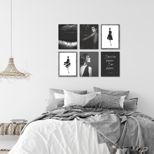 Novart Wandbilder - KEIN EXTRA RAHMEN BENÖTIGT - Wohnzimmer Mädchen Teenager - Bilder Modern Fashion - Schwarz Weiss - N000865a