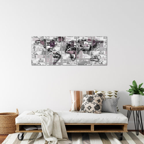 Runa Art Bild Weltkarte Banksy Collage Wandbilder auf Vlies Leinwand 5 Teilig Wanddekoration Loft Wohnzimmer 104556b