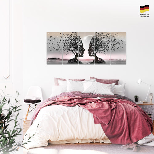 Runa Art Wandbilder XXL Abstrakt Wohnzimmer Schlafzimmer Büro 200 x 80 cm Gesichter 5 Teilig - Made in Germany - 044855b