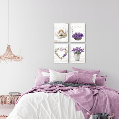 Novart Bilder Home Provence - Fertig Zum Aufhängen - Kein Extra Rahmen benötigt - Wandbilder Set Wohnzimmer Schlafzimmer - N003047a