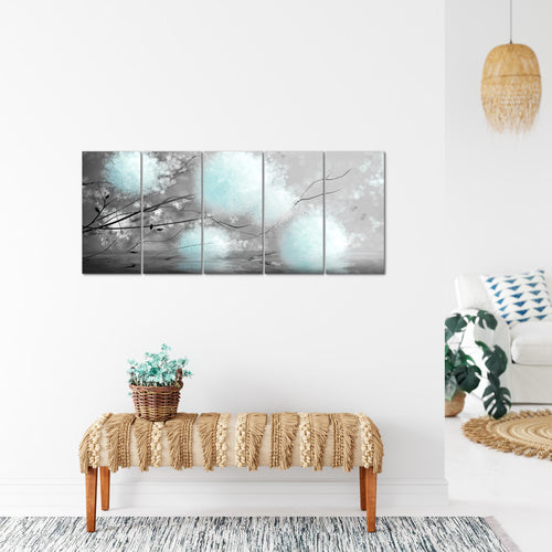 Runa Art Bild Pusteblumen Wandbilder auf Vlies Leinwand 5 Teilig Wanddekoration Wohnzimmer Schlafzimmer 044256c